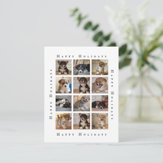 カスタム家族の犬の写真コラージュパピークリスマス シーズンカード (スタンド正面)