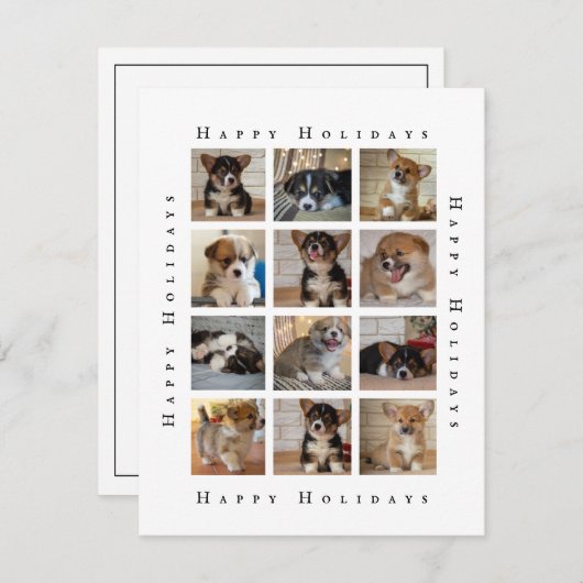 カスタム家族の犬の写真コラージュパピークリスマス シーズンカード (正面/裏面)