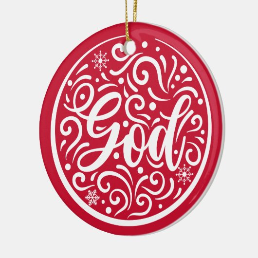 カスタム家族の神クリスマスホリデー宗教赤 セラミックオーナメント (左)