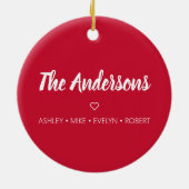カスタム家族の神クリスマスホリデー宗教赤 セラミックオーナメント (裏面)