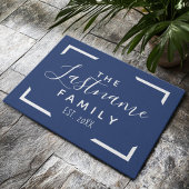 カスタム家族へようこそ – ネイビーブルー色を変更できる ドアマット