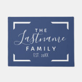 カスタム家族へようこそ – ネイビーブルー色を変更できる ドアマット (正面)