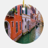 カスタム家族イタリア旅行フォトクリスマスツリー セラミックオーナメント (裏面)