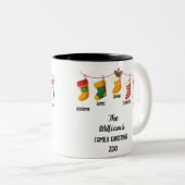 カスタム家族クリスマスストッキング5名 ツートーンマグカップ (正面右)