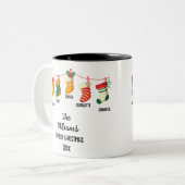 カスタム家族クリスマスストッキング5名 ツートーンマグカップ (正面左)