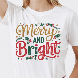 カスタム家族クリスマス - メリー＆ブライト Tシャツ