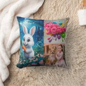 カスタム家族パーソナライズされた写真、ボホ・ピロー クッション (ブランケット)