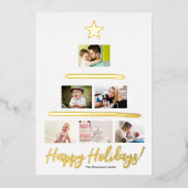 カスタム家族フォトコラージュの木のスター 箔シーズンカード (正面)