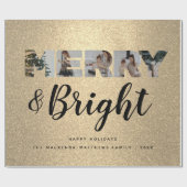 カスタム家族フォトコラージュ金ゴールドグリッタークリスマス ラッピングペーパー (フラット)