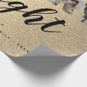 カスタム家族フォトコラージュ金ゴールドグリッタークリスマス ラッピングペーパー (角)