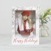 カスタム家族フォトシルバー《写真》ぼけ味レッドクリスマス シーズンカード (スタンド正面)
