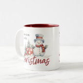 カスタム家族モノグラム名クリスマス ツートーンマグカップ (正面左)