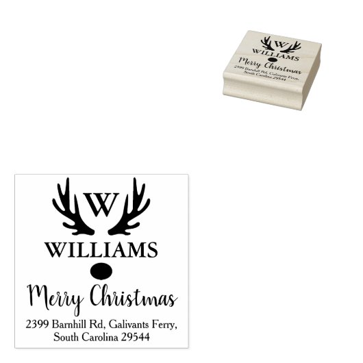 カスタム家族モノグラム、メリークリスマス。 ラバースタンプ (押印)