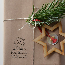 カスタム家族モノグラム、メリークリスマス。 ラバースタンプ