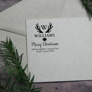 カスタム家族モノグラム、メリークリスマス。 ラバースタンプ