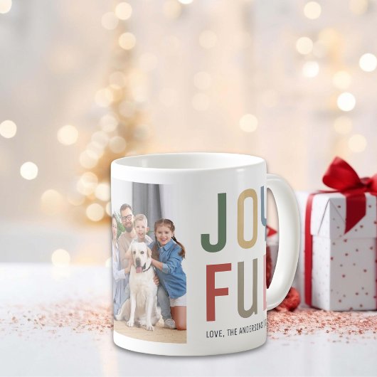 カスタム家族写真 カラフルで楽しいクリスマス コーヒーマグカップ