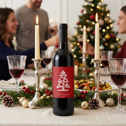 カスタム家族名クリスマスワインラベル ワインラベル