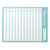 カスタム家族日プランナーまたはホームスクールスケジュール ノートパッド (正面)