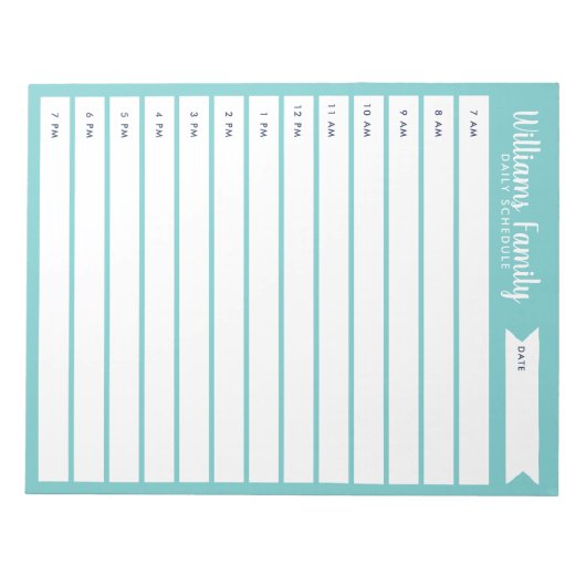 カスタム家族日プランナーまたはホームスクールスケジュール ノートパッド (正面)