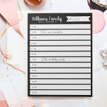 カスタム家族日プランナーまたはホームスクールスケジュール ノートパッド<br><div class="desc">日保々のスケジュールやホームスクールのスケジュールを時間ごとに整理したメモ帳で追跡。家族の名前を上に表示してパーソナライズする。</div>