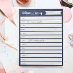 カスタム家族日プランナーまたはホームスクールスケジュール ノートパッド<br><div class="desc">日保々のスケジュールやホームスクールのスケジュールを時間ごとに整理したメモ帳で追跡。家族の名前を上に表示してパーソナライズする。</div>