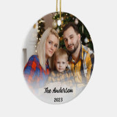 カスタム家族2写真&名前クリスマス2023ギフト セラミックオーナメント (右)