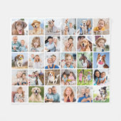 カスタム家族30枚フォトコラージュかわいい思い出 フリースブランケット (正面(横))