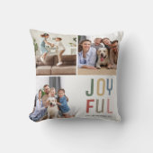 カスタム家族4枚の写真クリスマスの楽しみ クッション (正面)