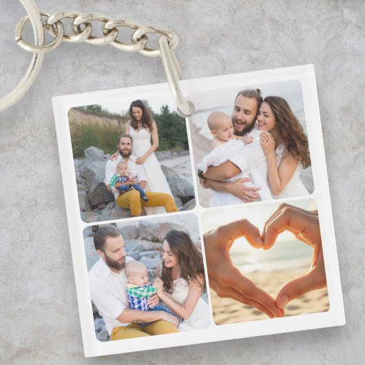 カスタム家族5枚の写真パーソナライズされた キーホルダー
