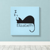 カスタム寝猫シルエット キャンバスプリント (インサイチュ (ウッドフロア))