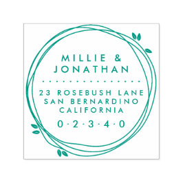 カスタム対エレガントモダンリース差出人住所 セルフインキングスタンプ