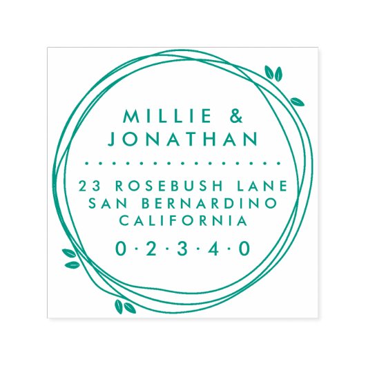 カスタム対エレガントモダンリース差出人住所 セルフインキングスタンプ (デザイン)