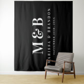 カスタム対結婚モノグラムイニシャルバナー タペストリー (インサイチュ)