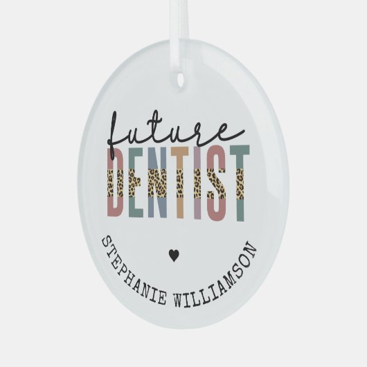 カスタム将来の歯科医学生ギフト ガラスオーナメント (正面左)