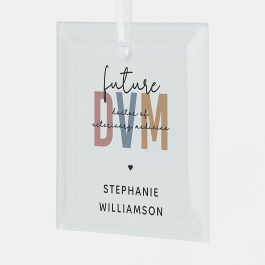 カスタム将来DVM獣医学博士 ガラスオーナメント (正面左)