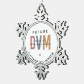 カスタム将来DVM獣医学博士 スノーフレークピューターオーナメント (右)