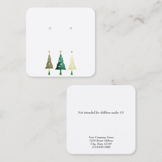 カスタム小さなクリスマスツリーのイヤリングディスプレイカード コーリングカード (正面/裏面)