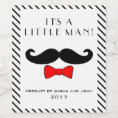 カスタム小さな男の子の口ひげ赤い弓 ワインラベル (シングルラベル)