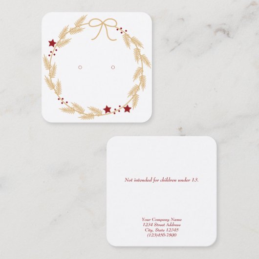 カスタム小クリスマスリースイヤリングカード コーリングカード (正面/裏面)
