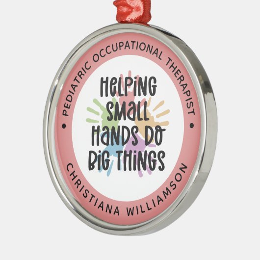 カスタム小児用OT職業セラピストギフト メタルオーナメント (左)