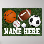 カスタム少年名スポーツ数々のウォールアートポスター ポスター (正面)
