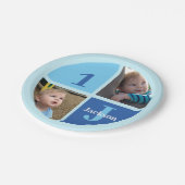 カスタム少年1st誕生日フォトブルーバースデーパーティー ペーパープレート (アングル)