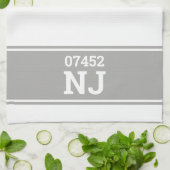 カスタム州郵便番号引っ越し祝いパーティーギフトグレー キッチンタオル (折り畳み)