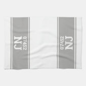 カスタム州郵便番号引っ越し祝いパーティーギフトグレー キッチンタオル (横)