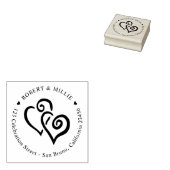 カスタム差出人住所カップルネームラウンド結婚ズ ラバースタンプ (押印)