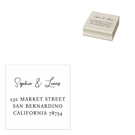 カスタム差出人住所カップル名シックボホ ラバースタンプ (押印)