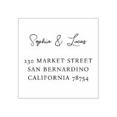 カスタム差出人住所カップル名シックボホ ラバースタンプ (インプリント)