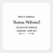 カスタム差出人住所ステッカーUK スクエアシール (正面)