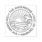 カスタム差出人住所ビーチ波結婚の セルフインキングスタンプ (デザイン)