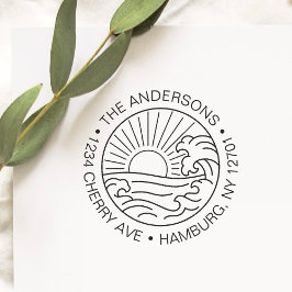 カスタム差出人住所ビーチ波結婚の セルフインキングスタンプ